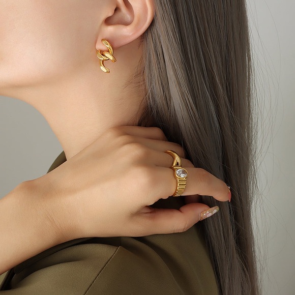 18K Gold Plated Knot Twisted Earrings*Waterproof Earrings*Minimalist Design*ML - Picture 4 of 6